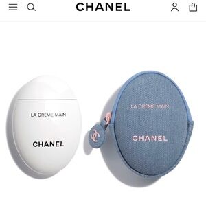 Limited edition CHANEL La Crème Main Hand Cream with Blue denim Case
